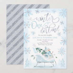 Invitation Hiver ONE derland Blue Winter Sleigh 1er anniversa