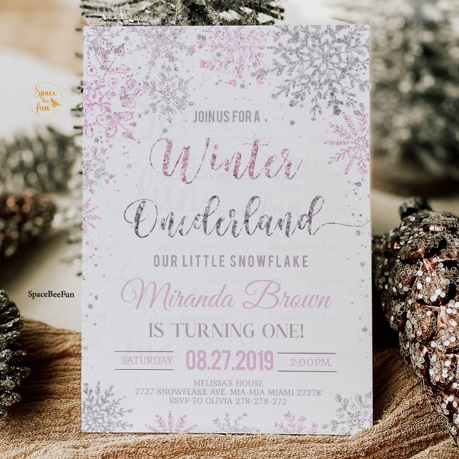 Invitation Hiver ONE derland Fête d'anniversaire du flocon de (Winter ONEderland, snowflake birthday party invitation, first birthday winter theme, snowflake decor)