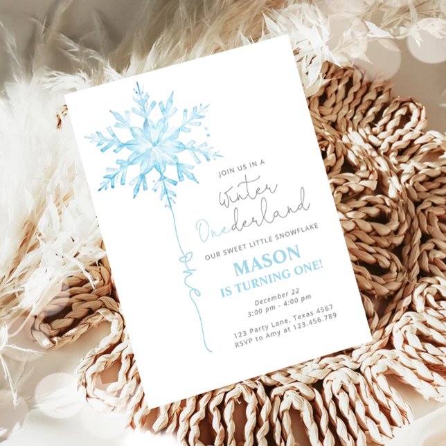 Invitation Hiver ONE derland Flocon de neige Boy Premier anni (Créateur téléchargé)