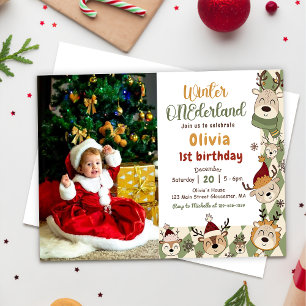 Invitation Hiver ONE derland Noël Rindeer Anniversaire