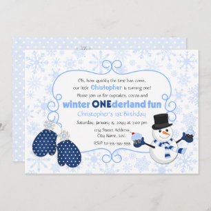 Invitation Hiver ONE derland Snowman Anniversaire