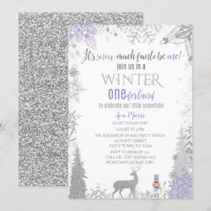 Invitation Hiver Onederland 1er Anniversaire Lavande Snowflak