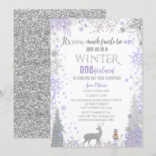 Invitation Hiver Onederland 1er Anniversaire Lavande Snowflak
