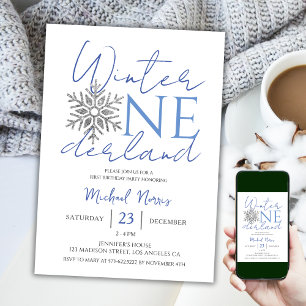 Invitation Hiver ONEderland Minimaliste Garçon 1er annivers
