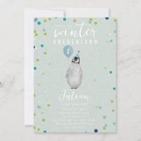 Hiver Onederland Penguin Blue Balloon Anniversaire