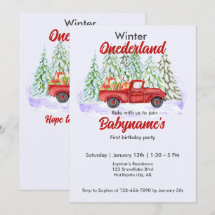 Invitation Hiver Onederland Premier anniversaire Camion rouge