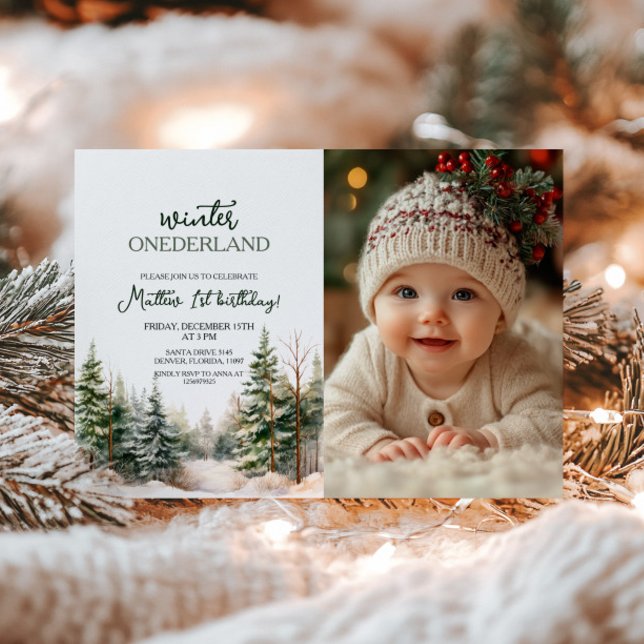 Invitation Hiver Onederland Premier anniversaire Photo (Créateur téléchargé)