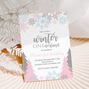 Invitation Hiver Onederland Premier anniversaire Snowflakes A