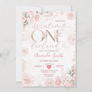 Invitation Hiver Onederland Rose Gold Flocon de Neige 1er Ann