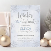 Hiver Onederland Snowflakes Anniversaire Invitatio