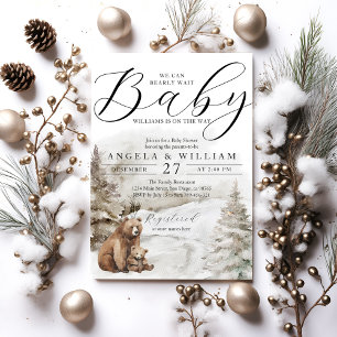 Invitation Hiver Ours Bois Thème Bébé Garçon Douche