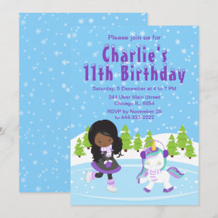 Invitation Hiver Patinage sur glace Anniversaire Africaine Am