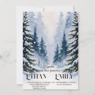 Invitation Hiver Pins Rustiques Mariage Botanique Invitat