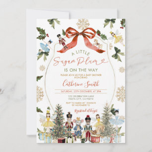 Invitation Hiver Rouge Bow Nutcracker Ballet Baby shower neig