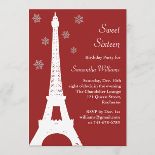 Invitation Hiver rouge dans l'invitation d'anniversaire de