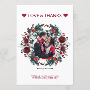 Invitation Hiver Russe Bourgogne Rose Merci Mariage