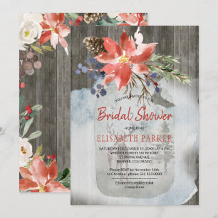 Invitation Hiver Rustique Floral Grange Fête des mariées en b