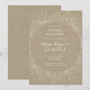 Invitation Hiver rustique   Kraft Wedding Réception Invitatio