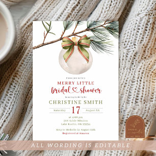 Invitation Hiver Sage Green Bow Joyeux Petit Fête des mariées