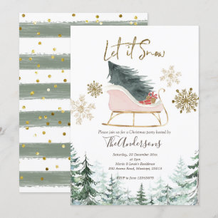 Invitation Hiver Sleigh Laisser neiger Fête de Noël