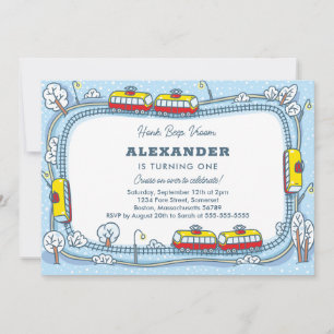 Invitation Hiver Street Trams Transport Enfants Anniversaire