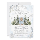 Hiver Teddy Bear Snowflakes Blue Boy Baby shower