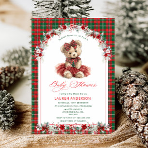 Invitation Hiver Teddy Bear Vintage Baby shower de luxe