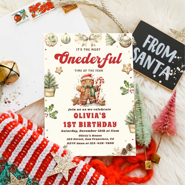 Invitation Hiver Vert magnifique Noël Cookie Anniversaire (Créateur téléchargé)