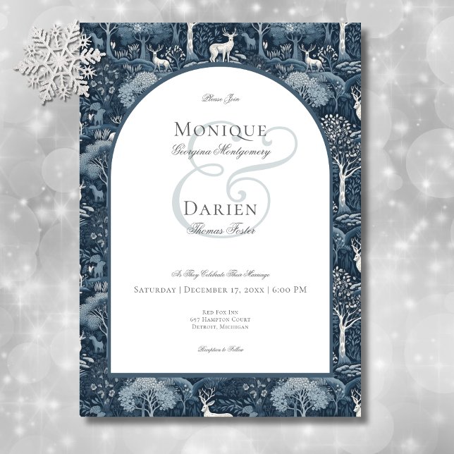 Invitation Hiver vintage William Morris Mariage élégant (Vintage Winter William Morris Elegant Wedding Invitation)