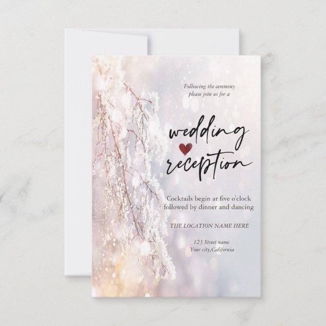 Invitation Hiver Wonderland Branches Réception (Devant)