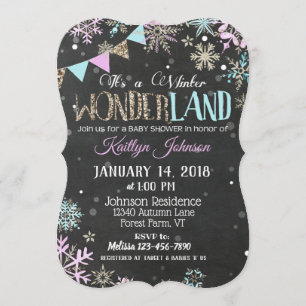 Invitation Hiver Wonderland Snowflake Chalkboard Baby shower