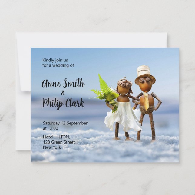 Invitation hivernale mariage avec elfes d'Acorn am (Devant)