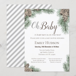 Invitation hivernale Pinecones - Baby shower