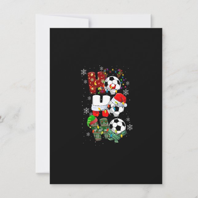 Invitation Ho Ho Ho Funny Soccer Reindeer Santa Hat Noël (Devant)