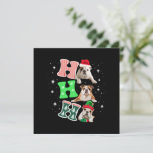 Invitation Ho Ho Ho Santa en anglais Bouledogue Renne Noël 