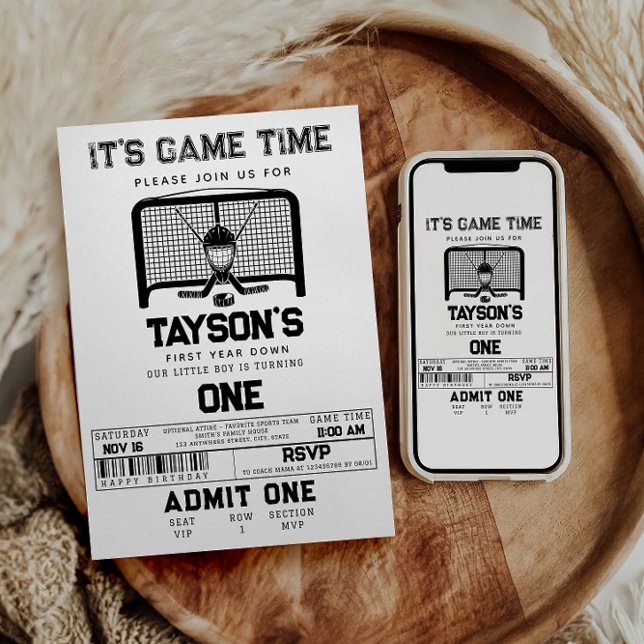 Invitation hockey première année bas 1er anniversaire (Créateur téléchargé)