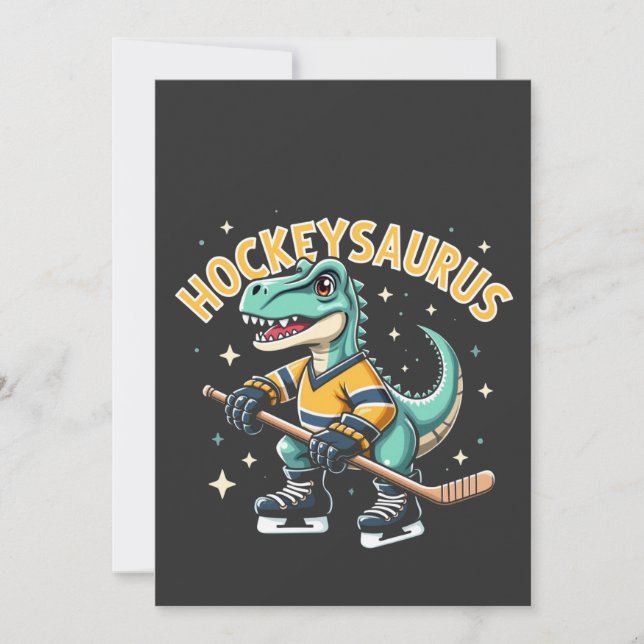 Invitation Hockeysaurus Dinosaure de hockey sur glace Amateur (Devant)