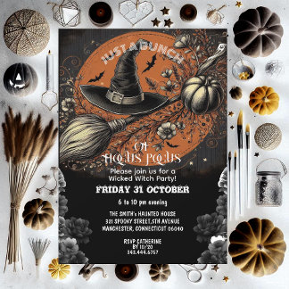 Invitation Hocus Pocus Casquette Vintage Wicked Witch Party