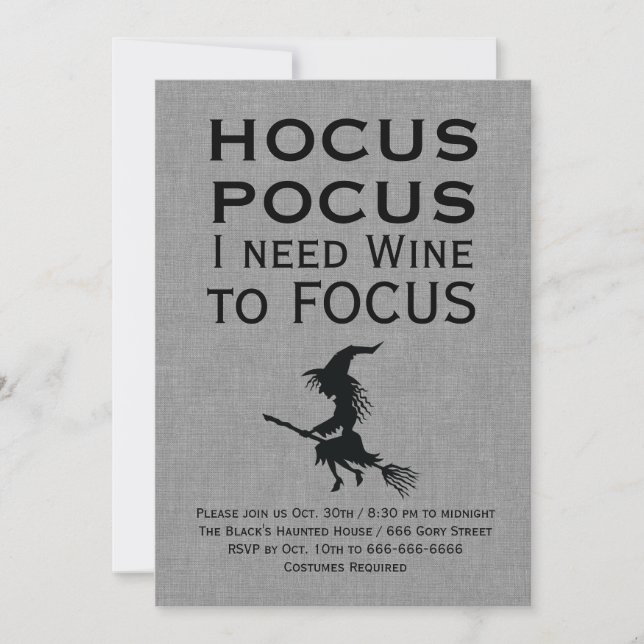 Invitation HOCUS POCUS Gray Halloween (Devant)