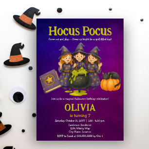 Invitation Hocus Pocus Halloween fête d'anniversaire