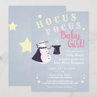 Invitation Hocus Pocus Magic Snowman Hiver Baby shower fille