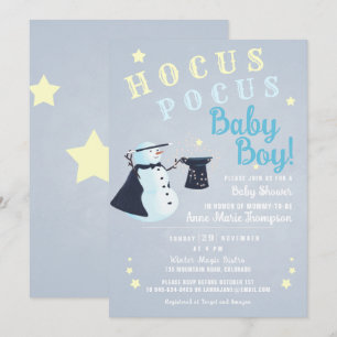 Invitation Hocus Pocus Magic Snowman Winter Boy Baby shower