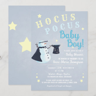 Invitation Hocus Pocus Magic Snowman Winter Boy Baby shower