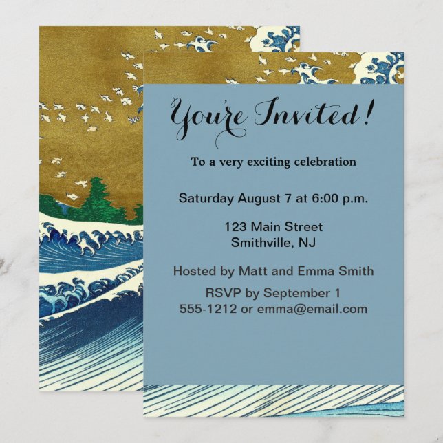 Invitation Hokusai Big Wave Japon Art japonais (Devant / Derrière)