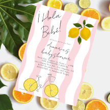 Hola Bebe Pink Stripes Lemons Girl Baby Shower