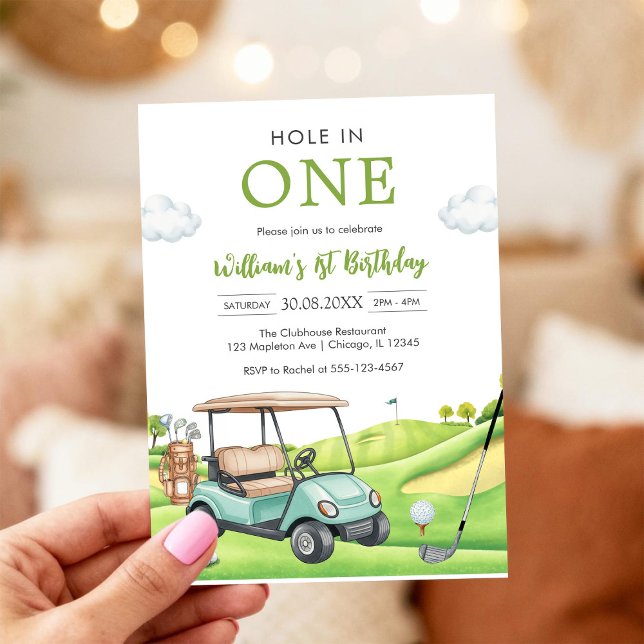 Invitation Hole In One Par-tee Golf Boy 1st Birthday Invitati (Créateur téléchargé)