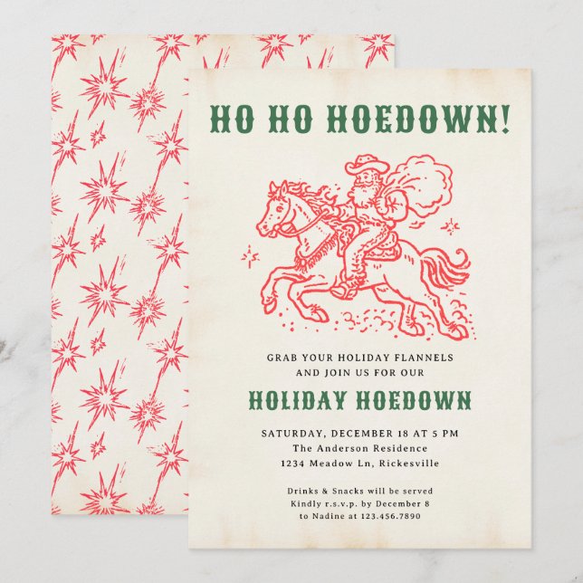 Invitation Holiday Hodown Retro Fun Christmas Père Noël Holid (Devant / Derrière)