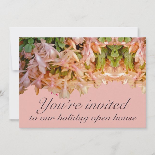 Invitation Holiday Open House Christmas Cactus (Front)