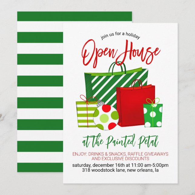 Invitation Holiday Open House, événement (Devant / Derrière)