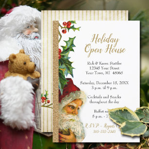 Invitation Holiday Open House Gold Parties scintillant Père N